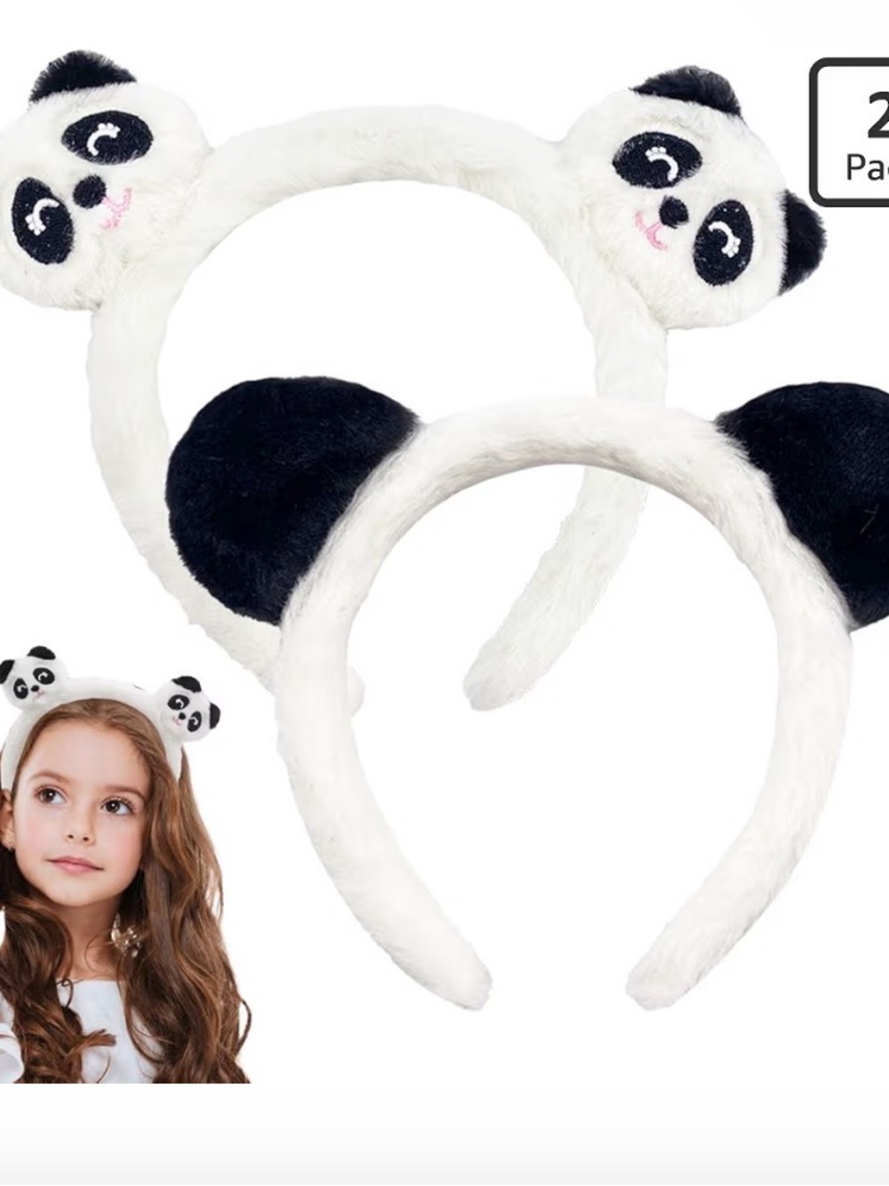 Cute Plush Panda Ear Headband - White & Black nwot